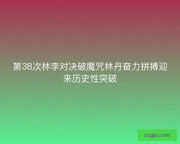 第38次林李对决破魔咒林丹奋力拼搏迎来历史性突破
